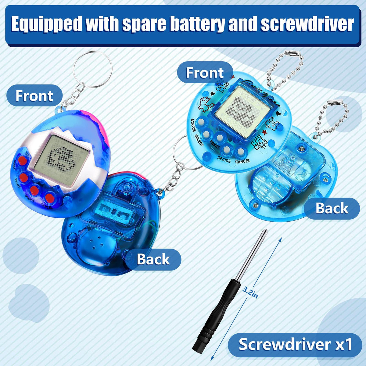 Sosation pixel 90s game keychain features five-button play for simple, fun interactions.