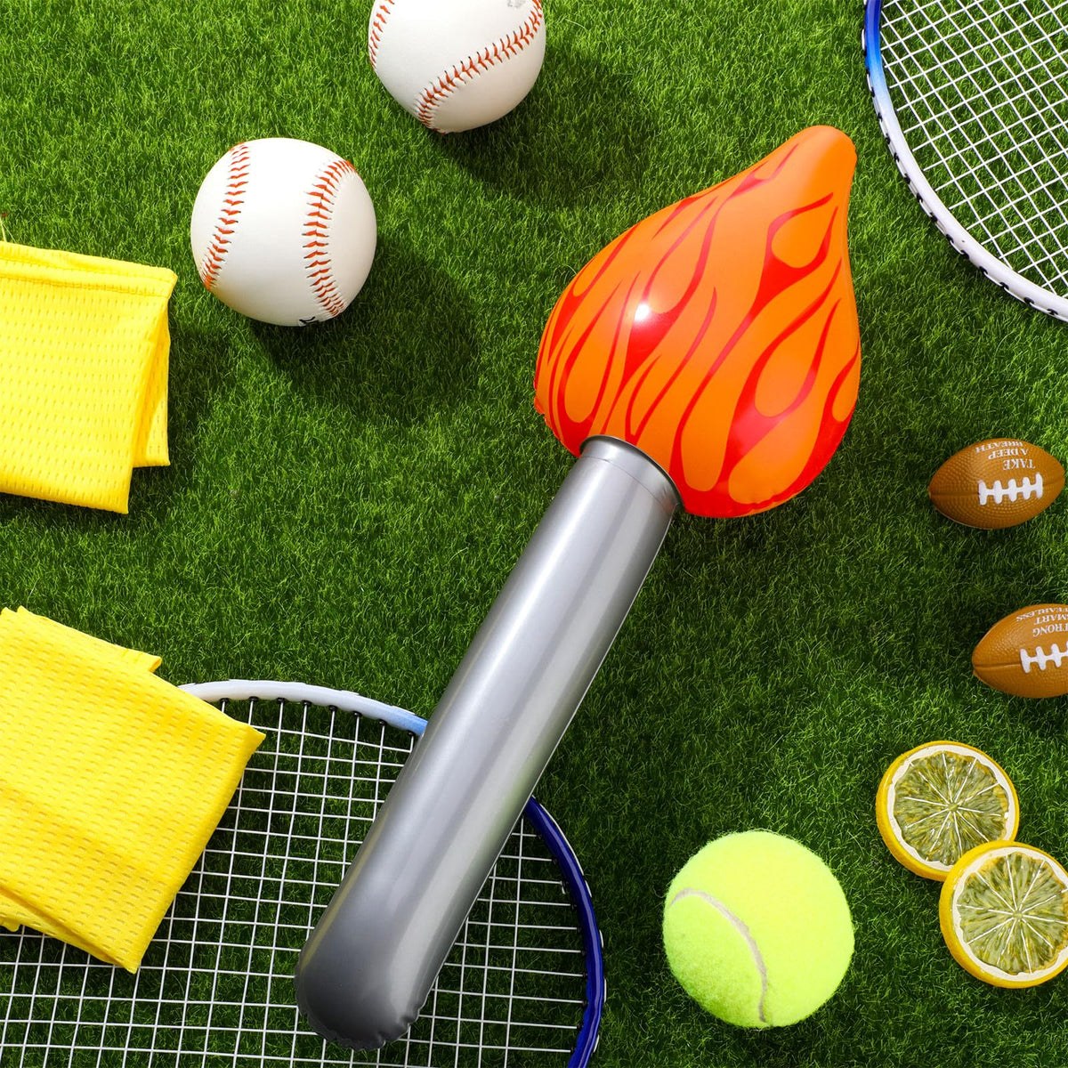 Sosation plastic torch decoration for sports events; enhances themed ambiance