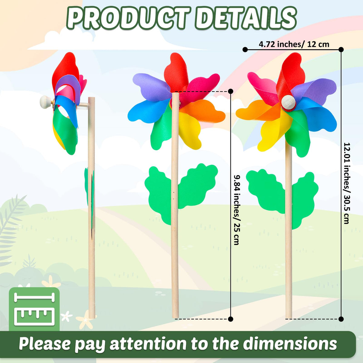 Sosation pinwheel with wooden stick offers easy, no-installation yard decoration