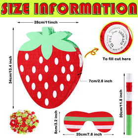 Sosation strawberry pinata with included blindfold for playful party game.