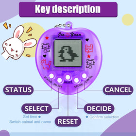 Sosation virtual pet keychain with replaceable battery and screwdriver included.