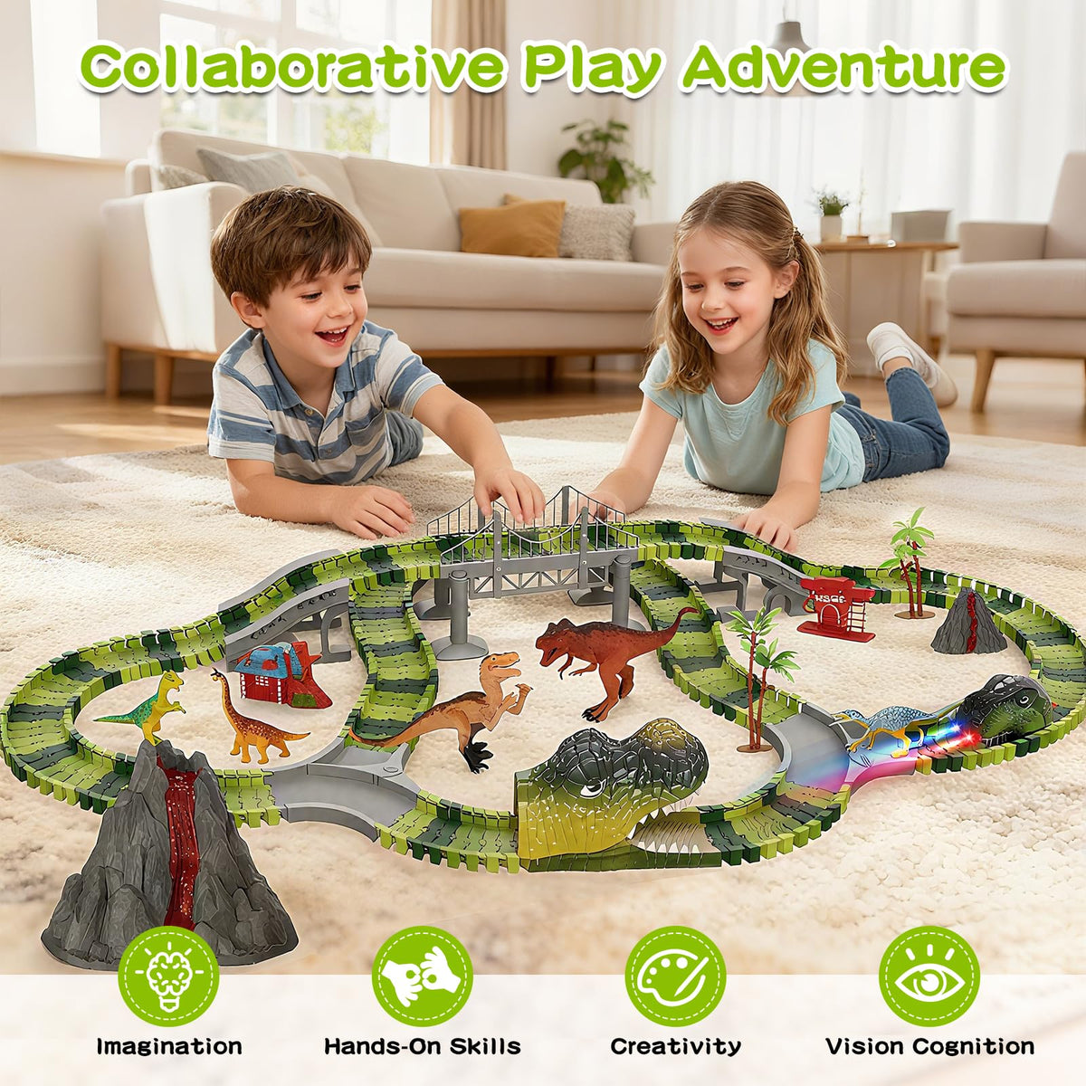 SOSUSHOE family play-dino-race scene captures shared moments during learning and fun