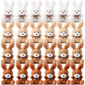 Sotiff 24-pcs plush bunny set in four earth tones, compact and gift-ready