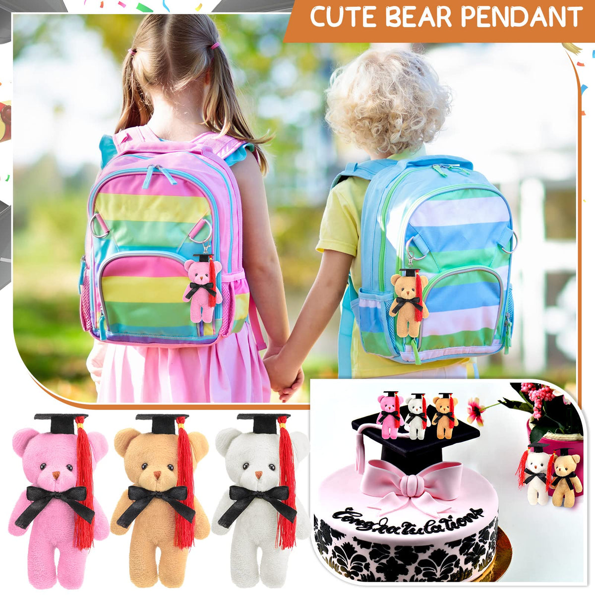 Sotiff bears with hanging chain invite easy attachment to bags and luggage.