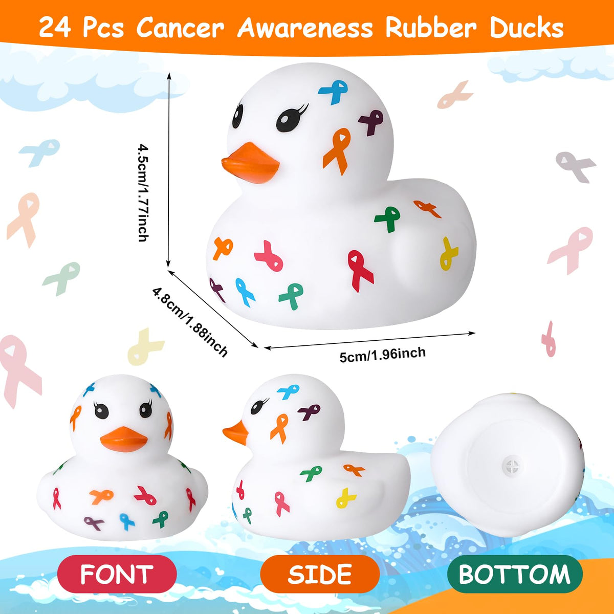 Sotiff breast cancer ducks with vibrant colors for awareness campaigns and gifting.