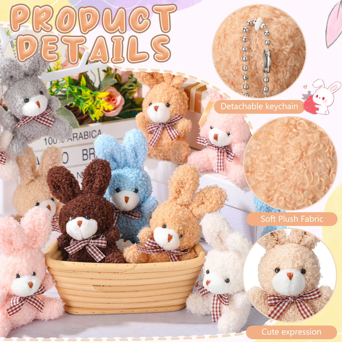 Sotiff bunny hanging ornament adds portable charm to bags.