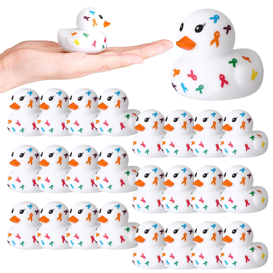 Sotiff cancer awareness rubber ducks in a 24-pack for campaigns and events.