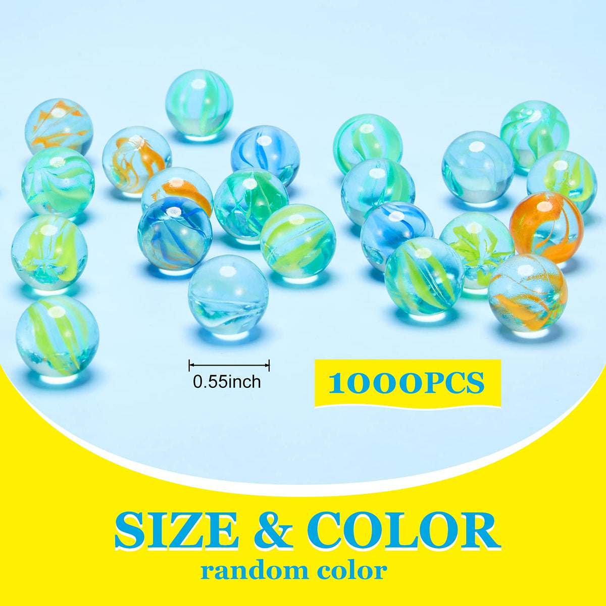Sotiff 0.55-inch glass marbles with smooth cat eye patterns for easy color distinction.