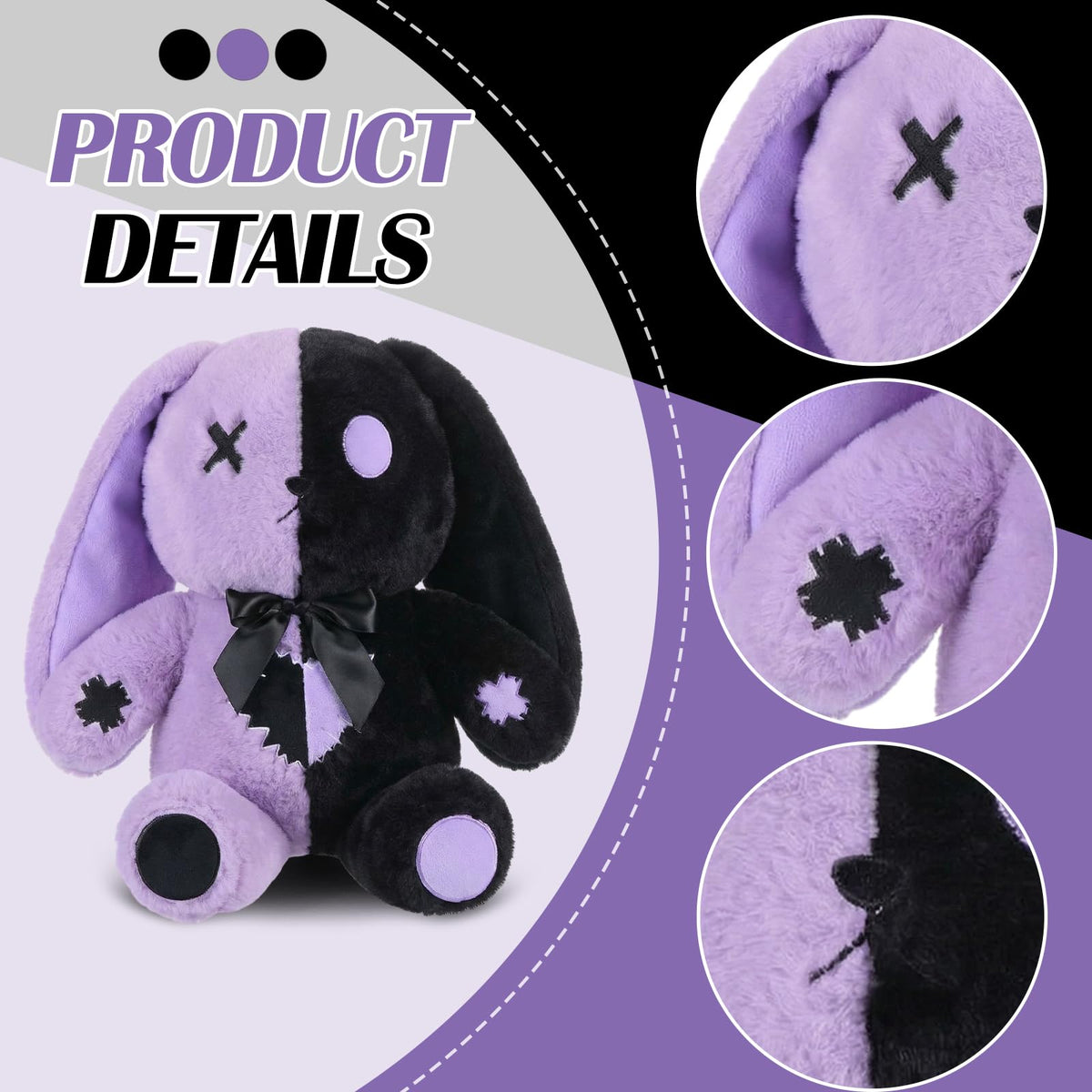 Sotiff Gothic Bunny Plush black purple color enhances gothic home decor and ambiance.