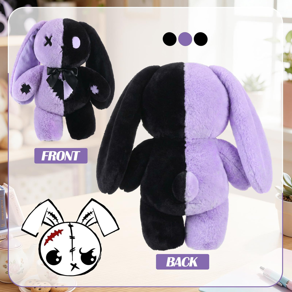 Sotiff Gothic Bunny Plush faux fur texture feels silky and cozy for cuddling.