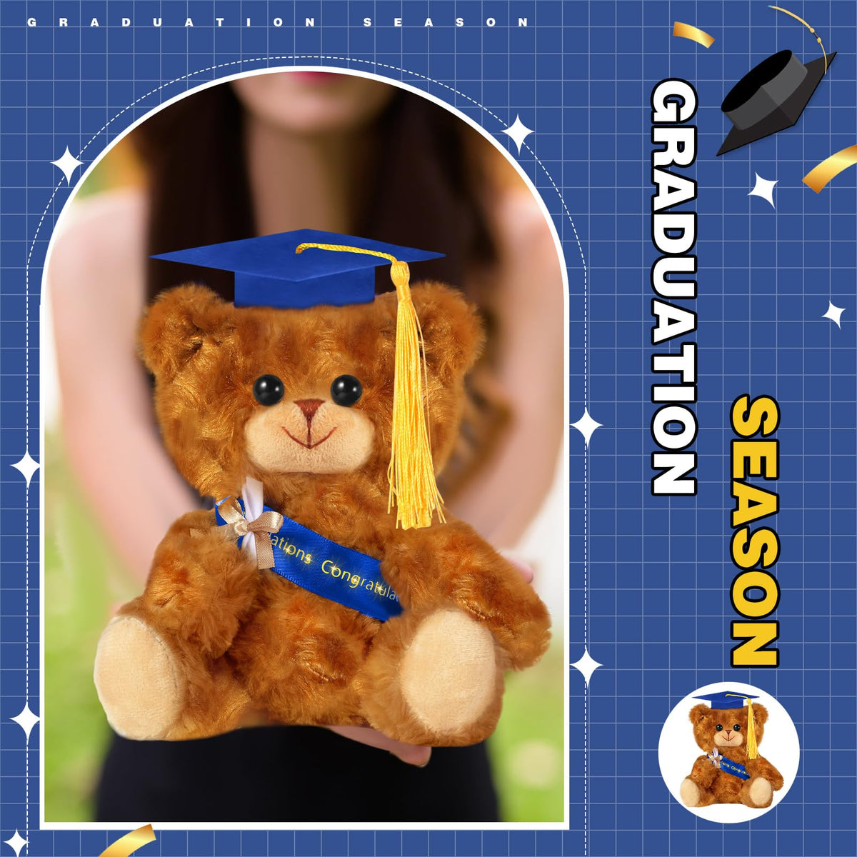 Sotiff 7-inch bear with diploma, cute gift for graduates.