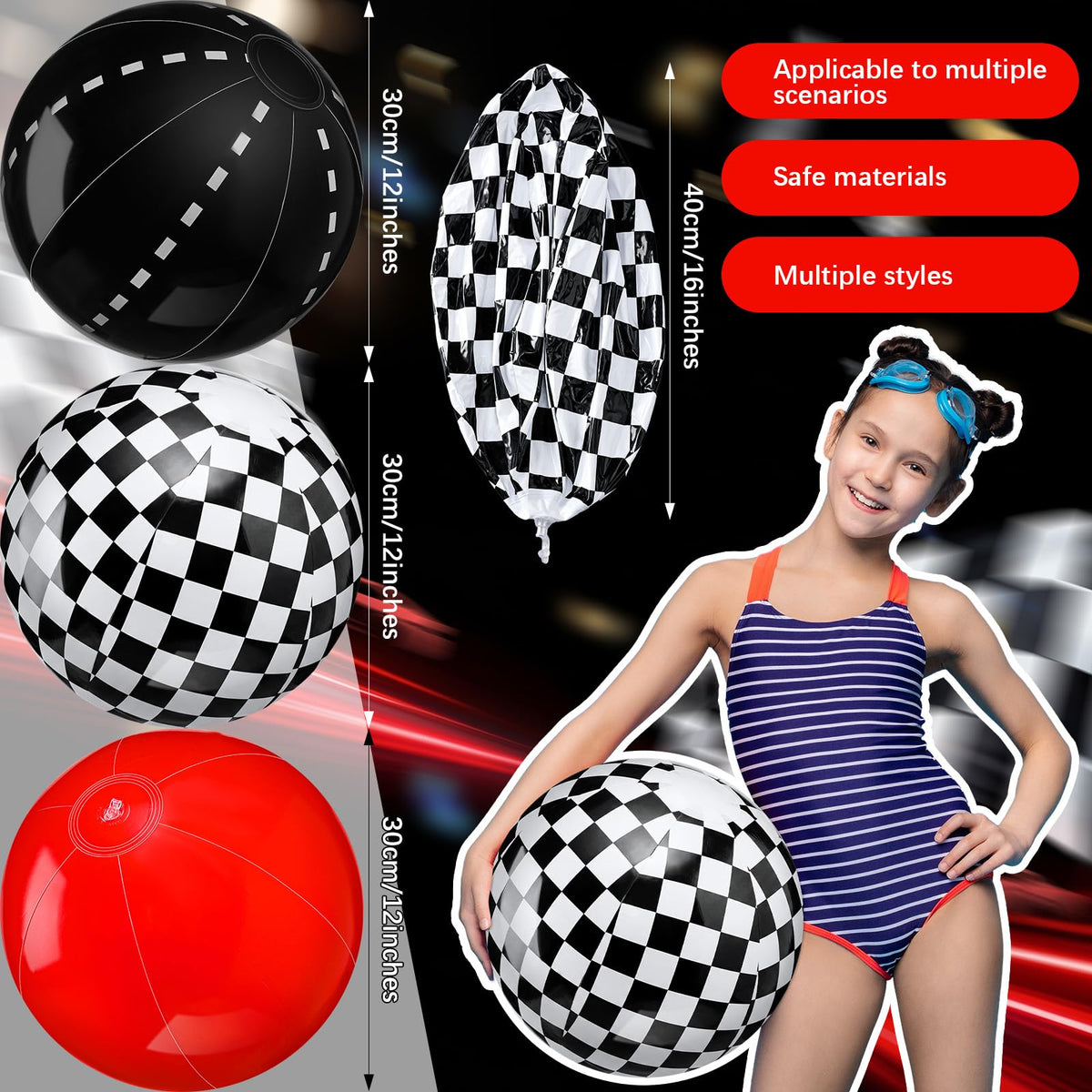Sotiff inflatable 12in pool ball for quick setup and easy storage
