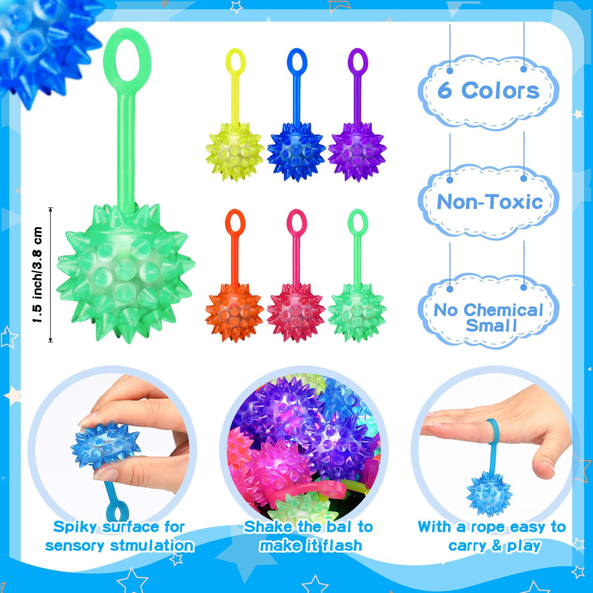 Sotiff LED glow spiky ball with rope for easy handling and lively party vibes