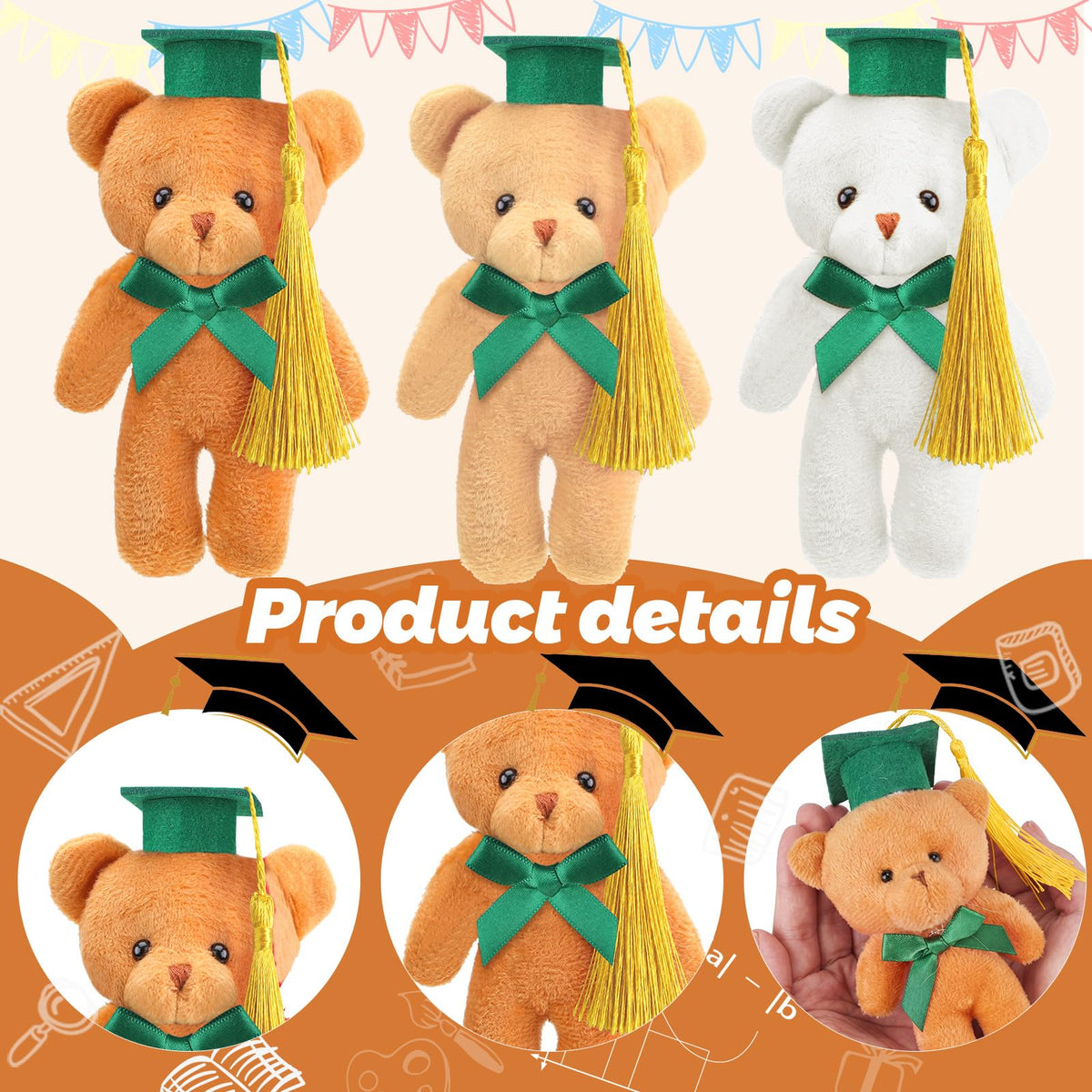 Sotiff bear with hanging chain top for easy attachment to bags