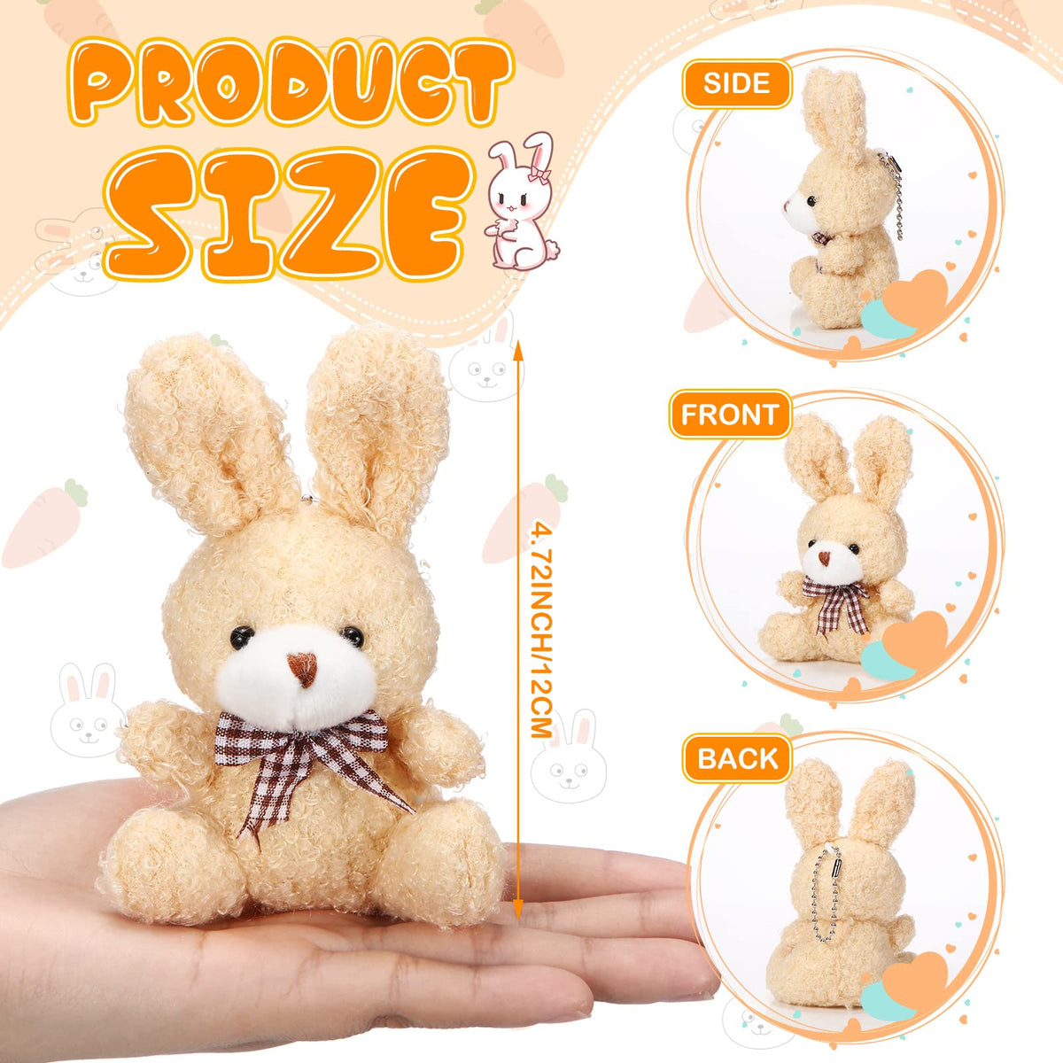 Sotiff mini bunny with bow tie; soft plush for cuddling