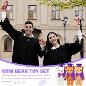 Sotiff mini graduation bear 24pcs pack, versatile set for crafts and parties.