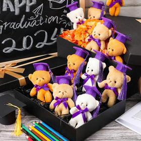 Sotiff mini graduation bear blue body, soft plush for cozy display on bags.