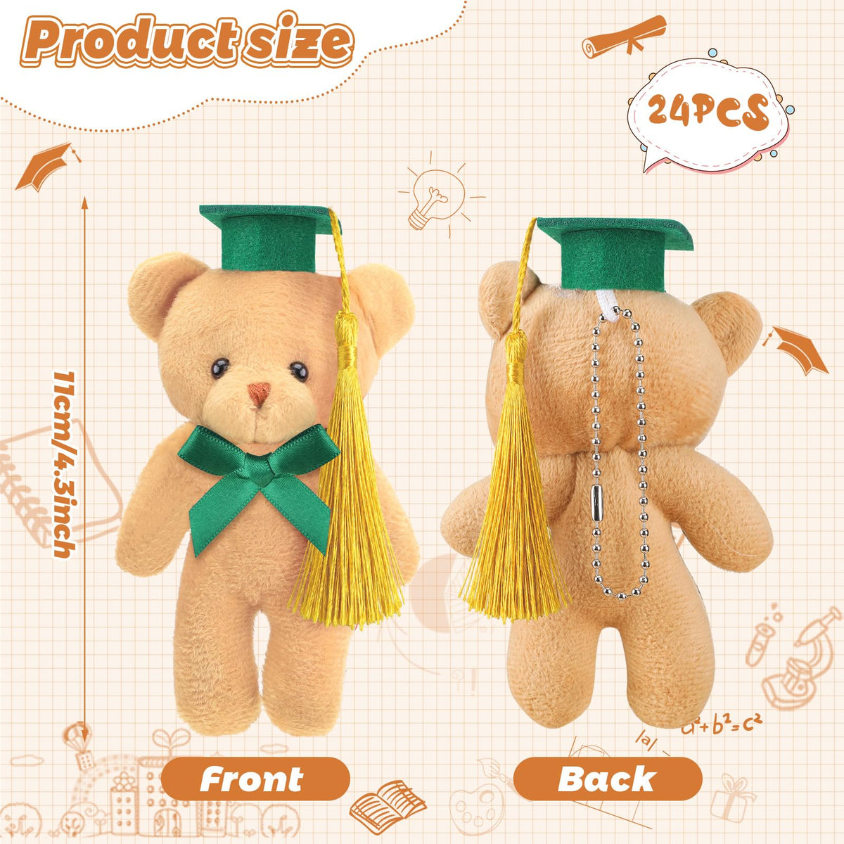 Sotiff blue-cap graduation bear adds cute decor to backpacks and parties
