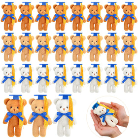 Sotiff mini graduation bear with blue cap and bow, shown as a bag charm and keepsake