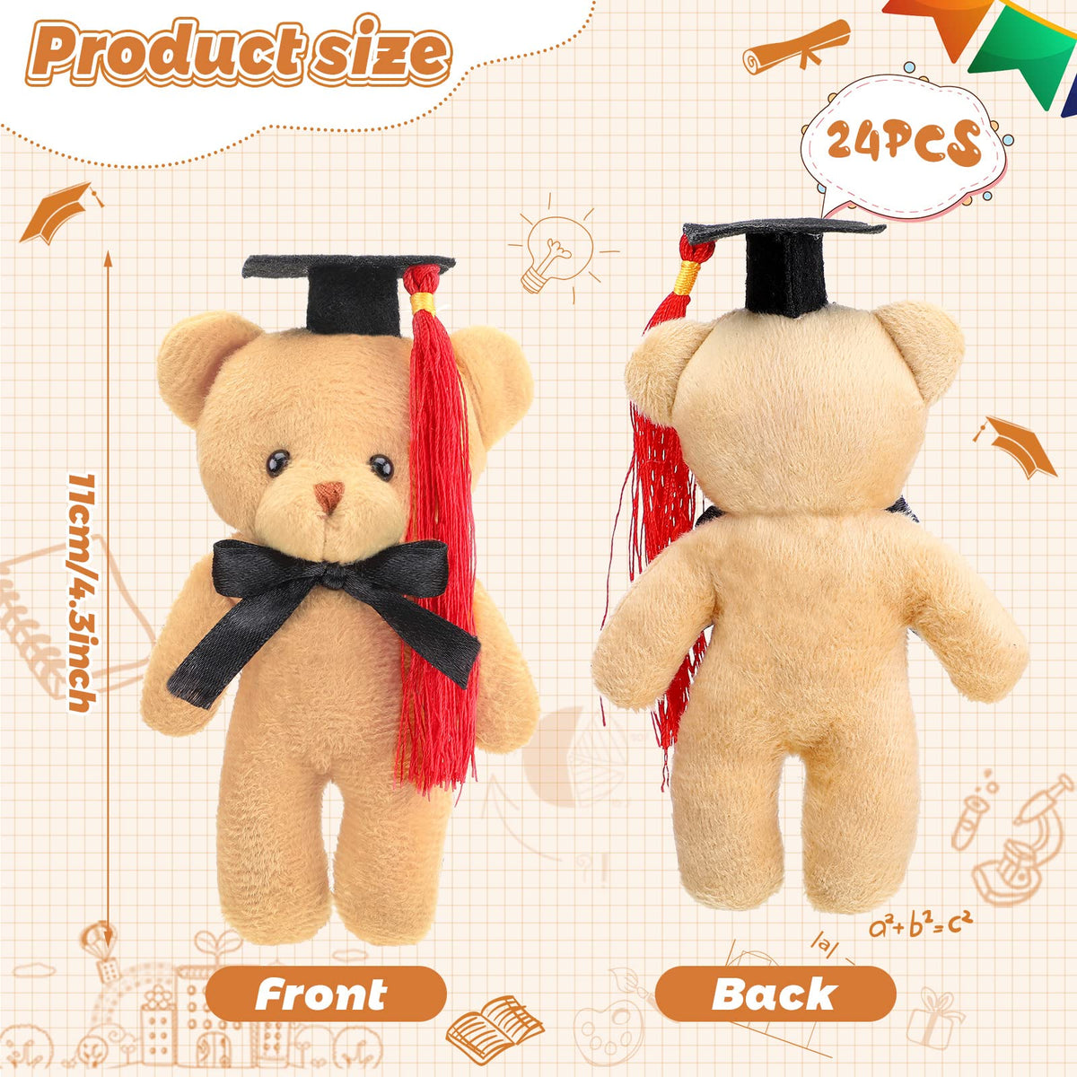 Sotiff blue graduation bear shines as a charming desk or classroom decor piece.