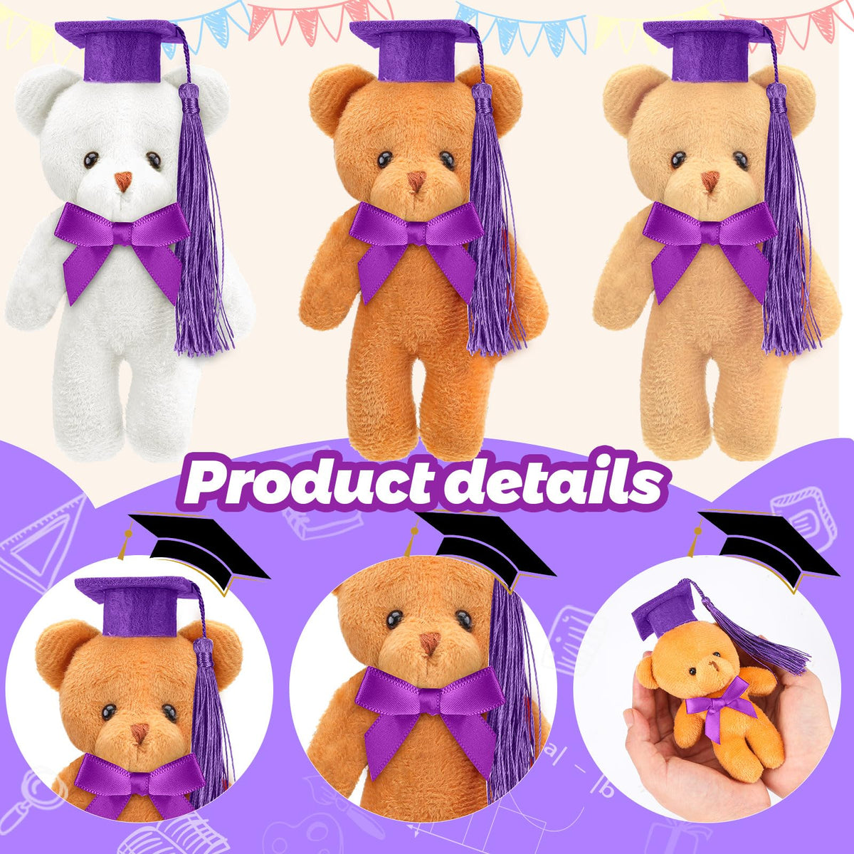 Sotiff mini graduation bear green body, adorable classroom decor and DIY crafts.