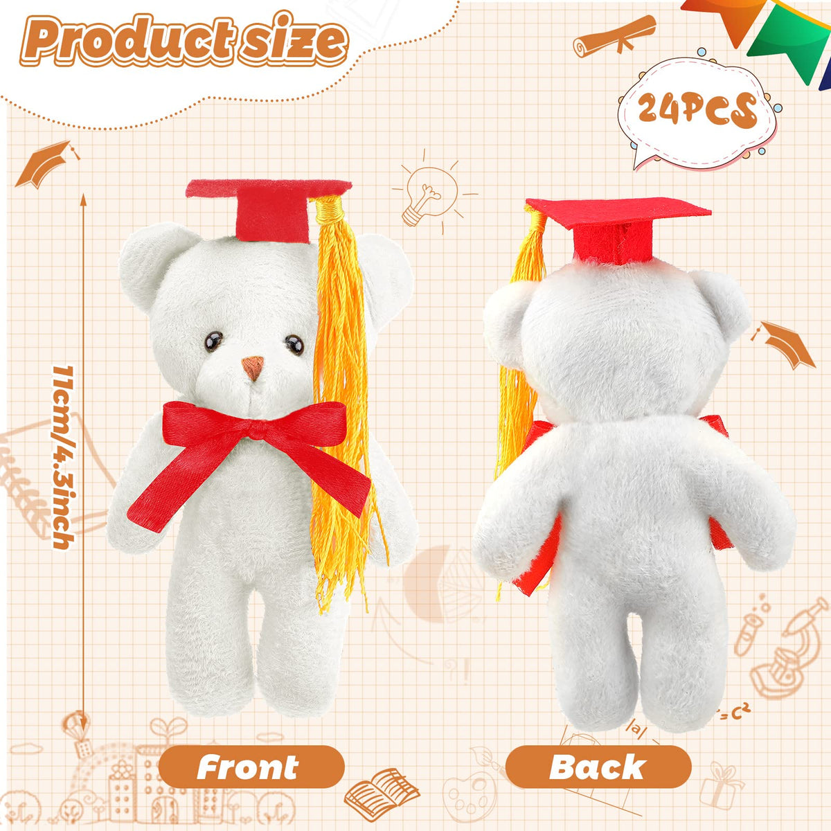 Sotiff mini graduation bear hanging-keychain attach to backpacks easily.
