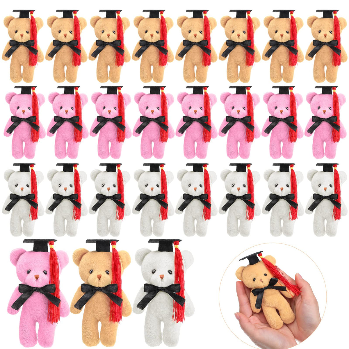 Sotiff mini graduation bear with cap red hanging on a backpack for easy decoration.