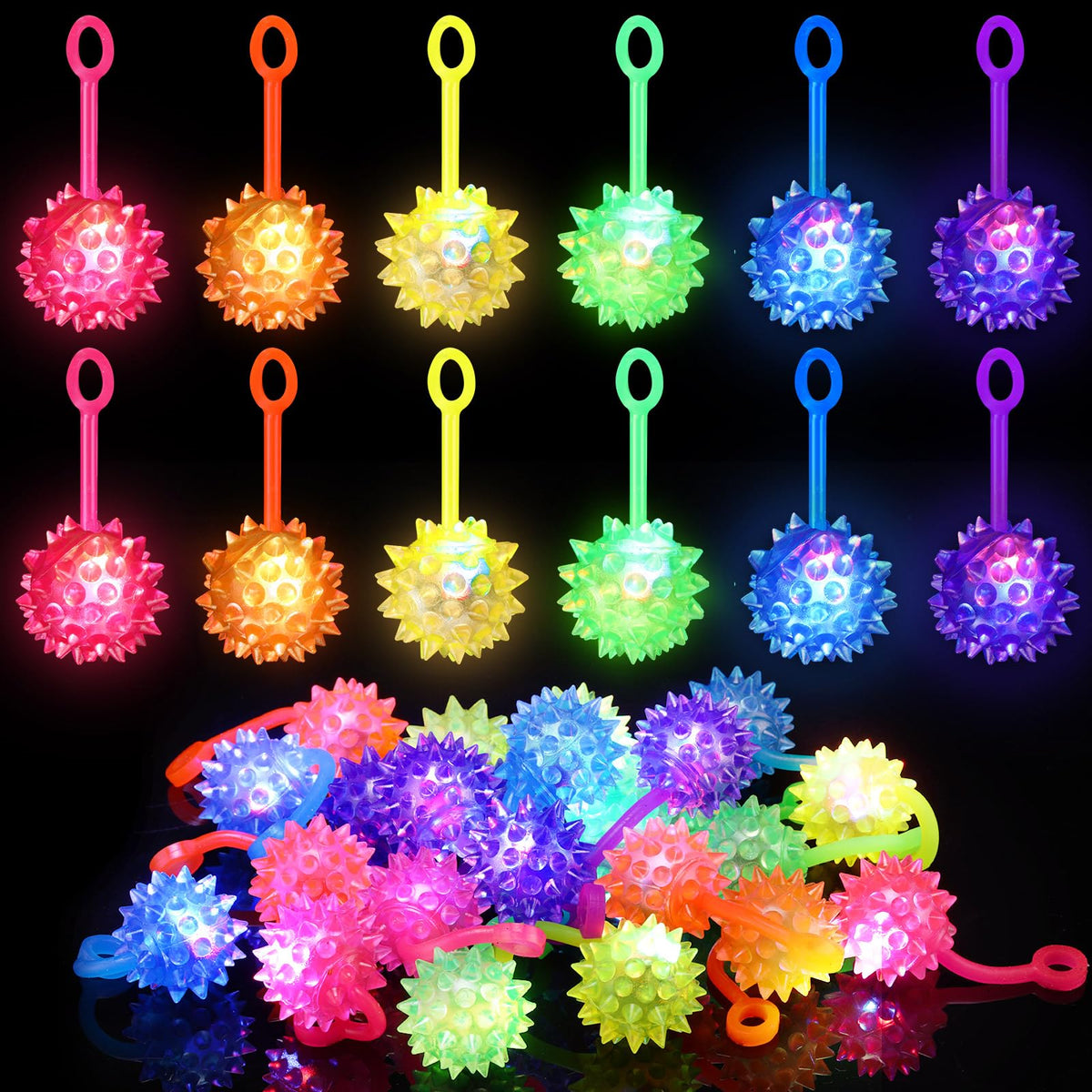 Sotiff mini spiky ball 1.5 inch glowing for night play and social games