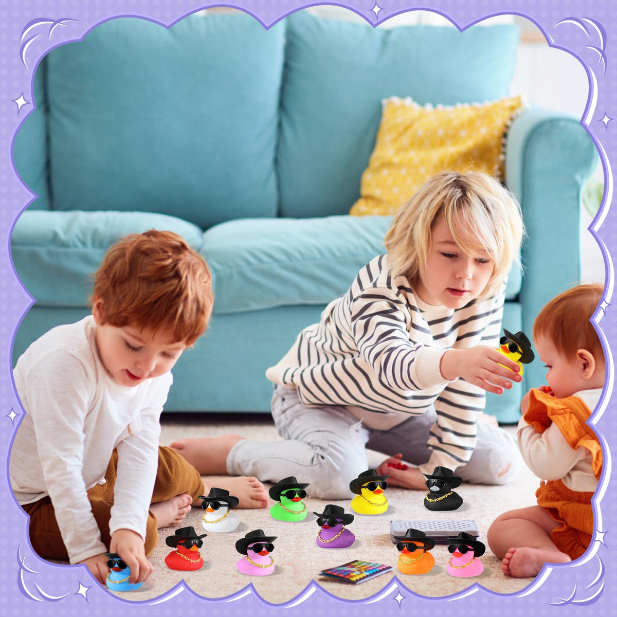 Sotiff bulk party ducks decorate tables and photo props with easy DIY styling.