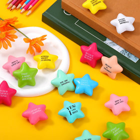 Sotiff star stress balls measure 5.5 cm in diameter for versatile grips.