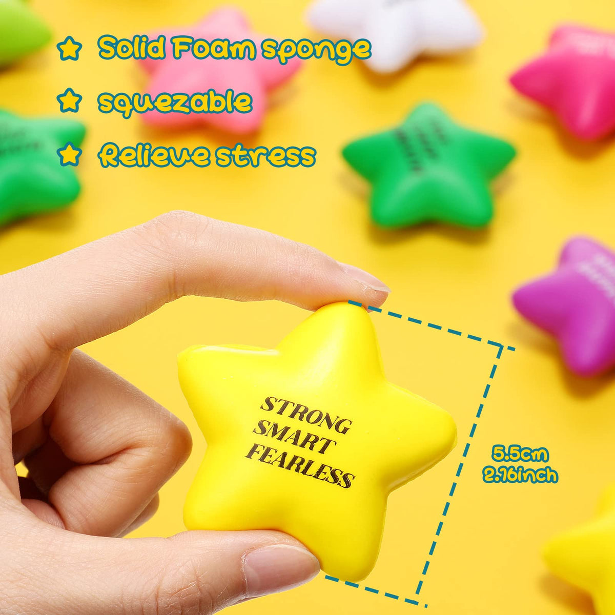 Sotiff star stress balls feature motivational quotes, boosting mood during study or work breaks.