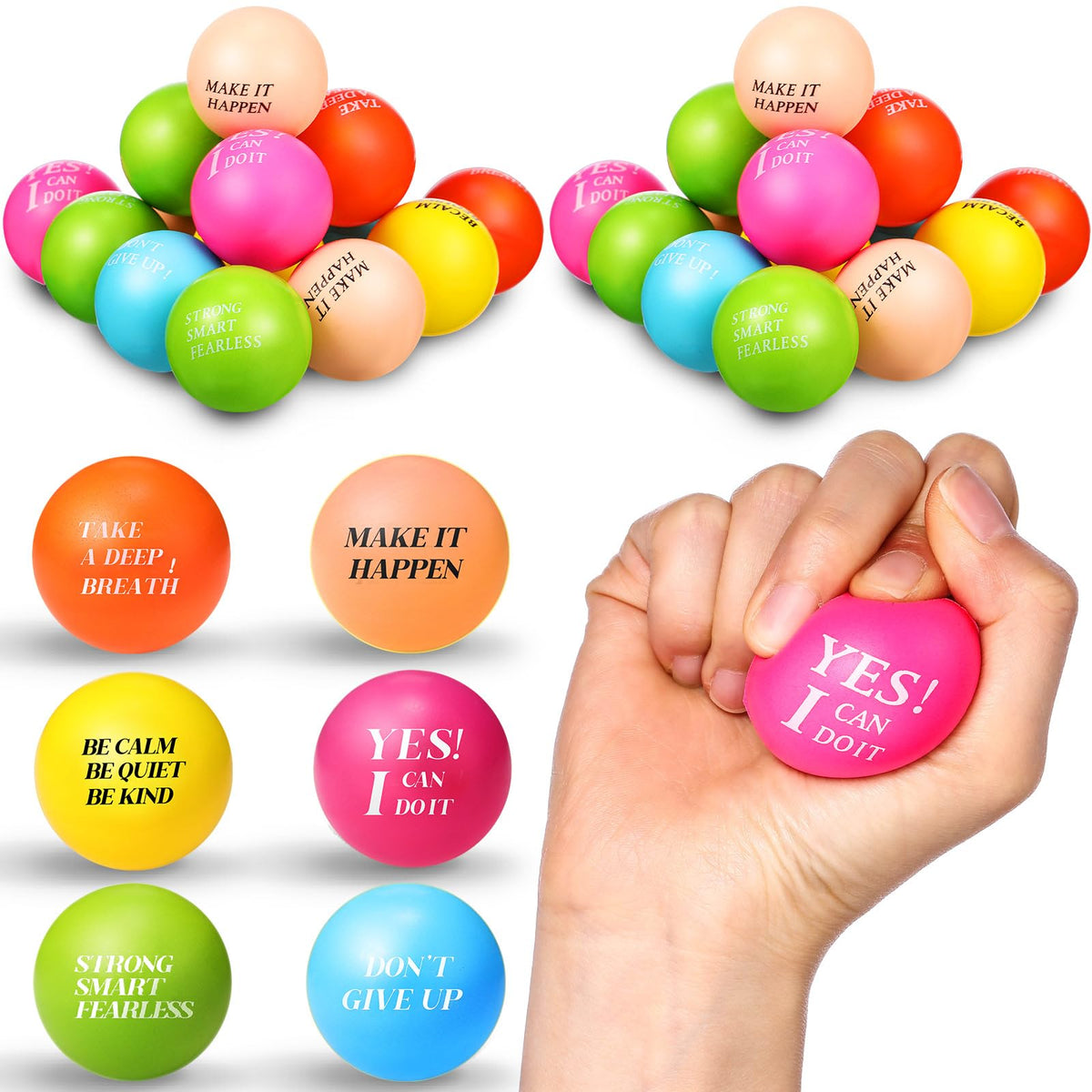 Sotiff stress ball yellow in hand showing compact size and grip comfort.
