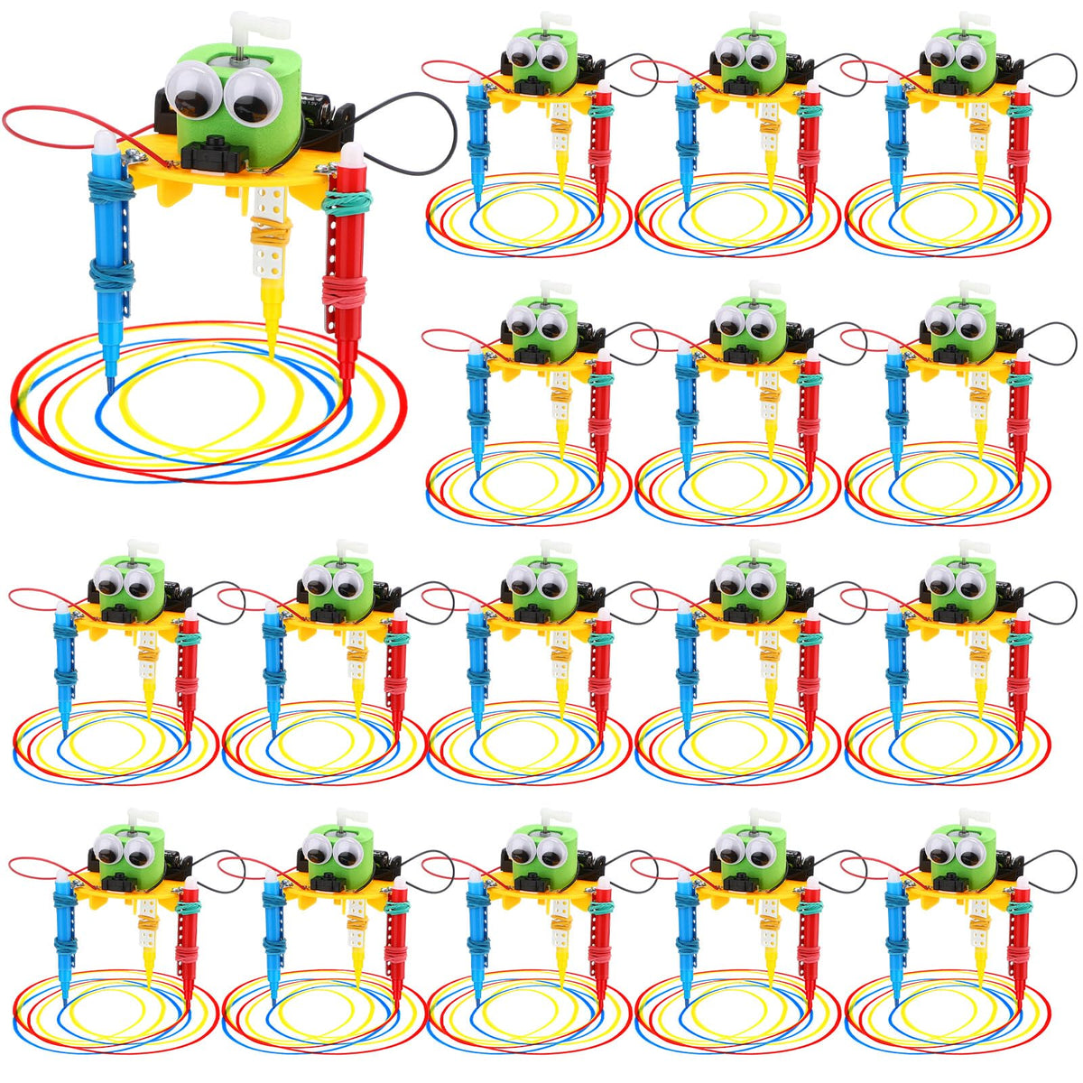 Soulchen 16-pack doodling robot components for classroom STEM projects and collaborative building