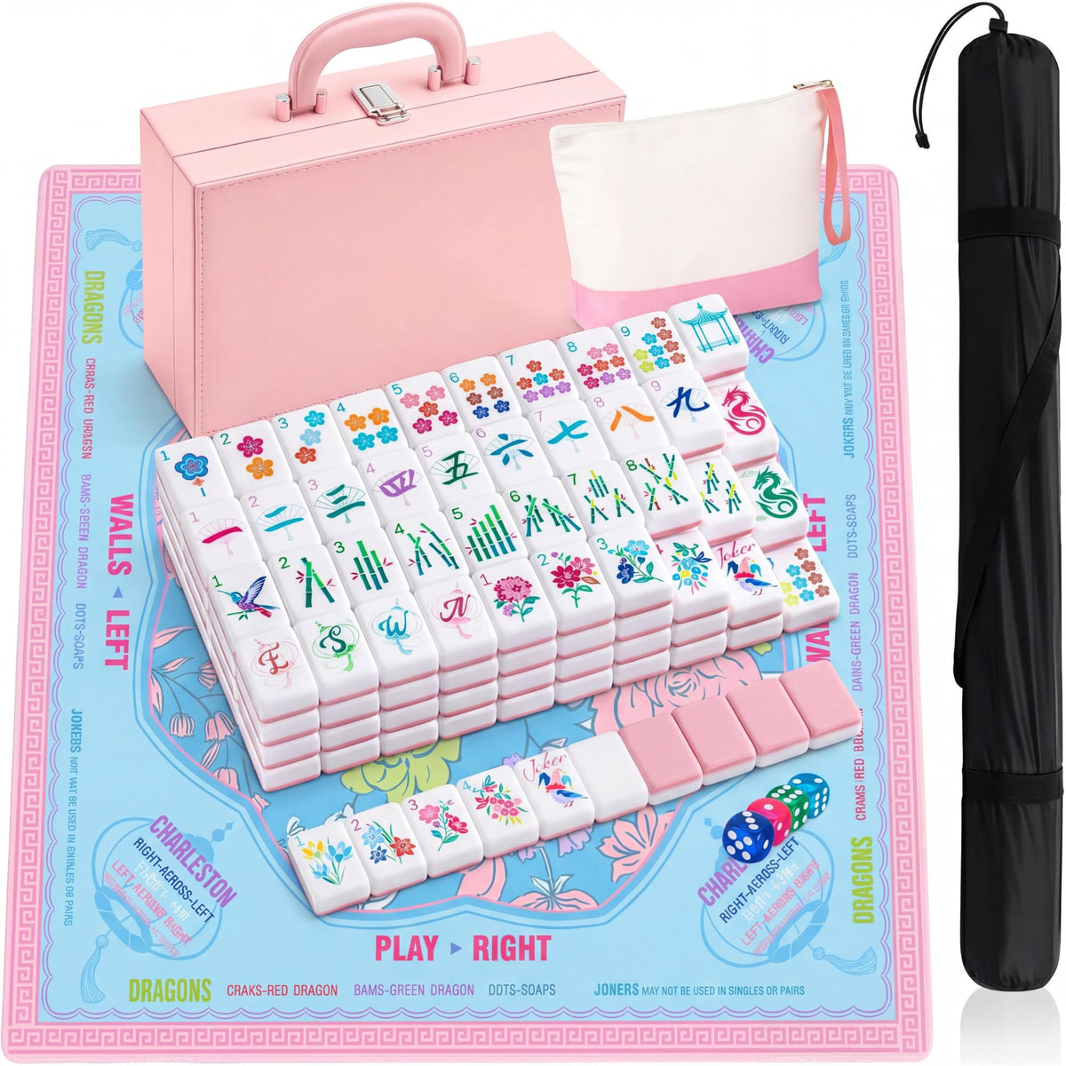 Soulchen pink acrylic Mahjong tiles set for family game night