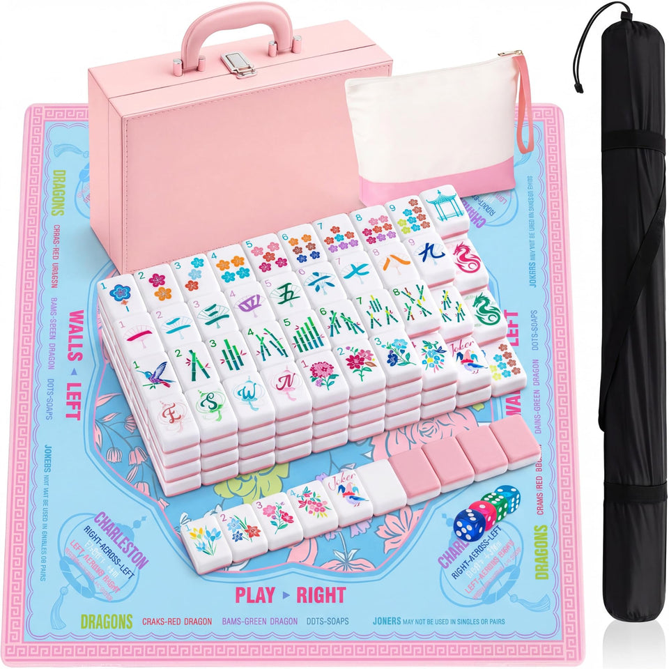 Soulchen pink acrylic Mahjong tiles set for family game night