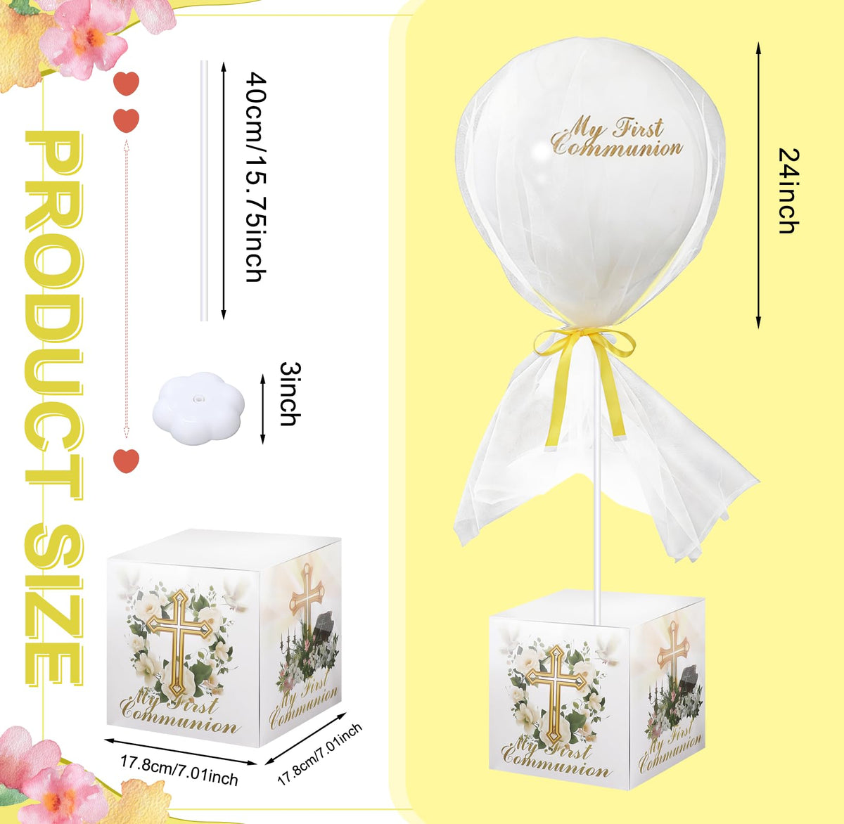 Soulchen balloon stand and box setup with pockets for treats