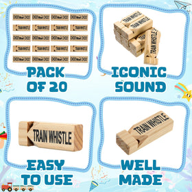 Soulchen bulk wooden train whistles ideal for classrooms and events.