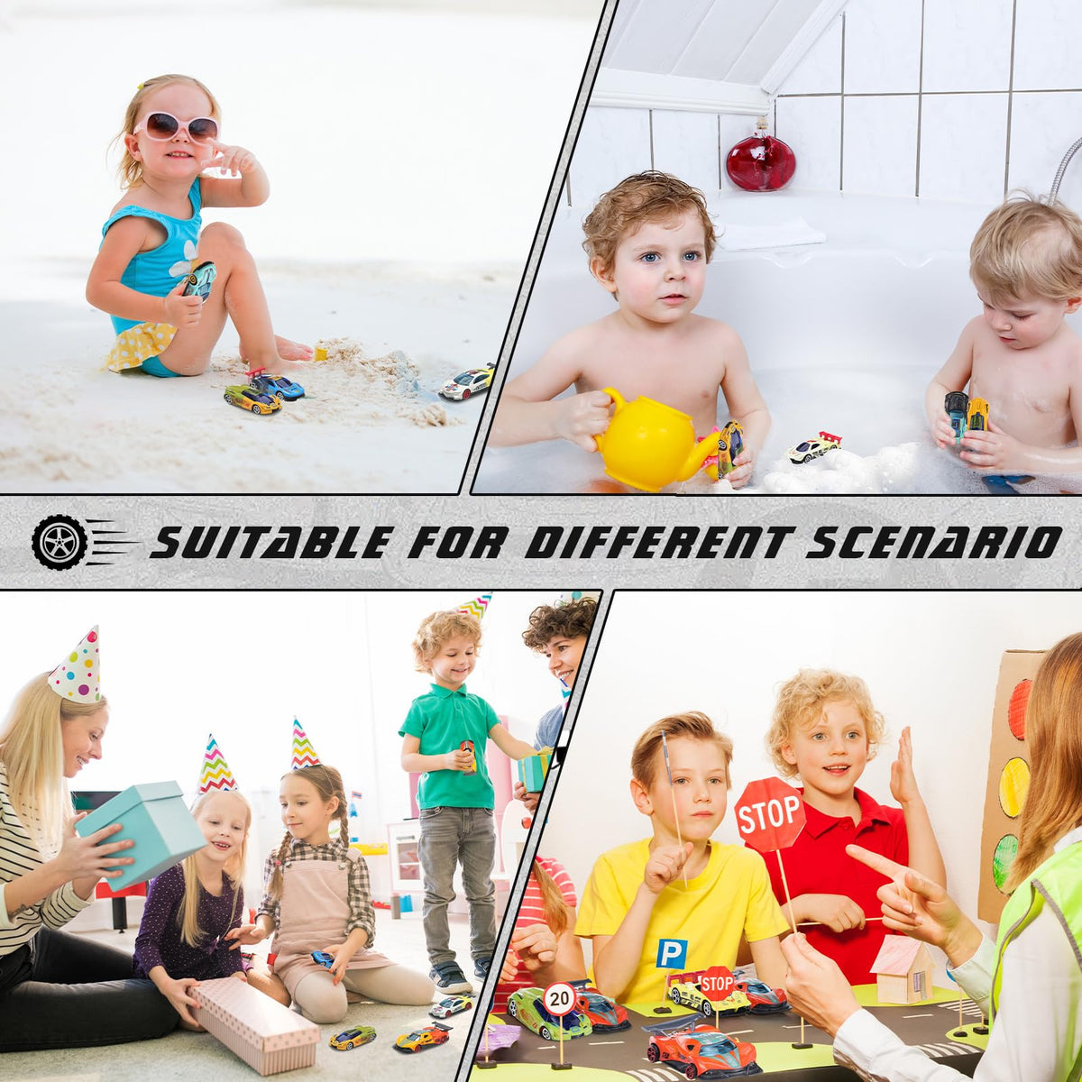Soulchen color-changing bath cars are reusable and visually engaging for repeat play.