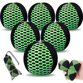 Soulchen six-pack juggling balls front view in black and green for versatile practice.