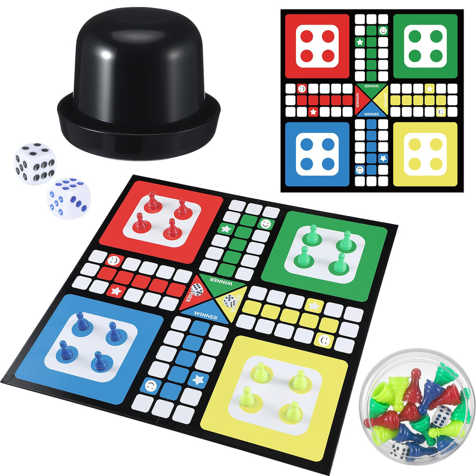 Soulchen Ludo foldable board, portable 20x20 inch surface for travel.