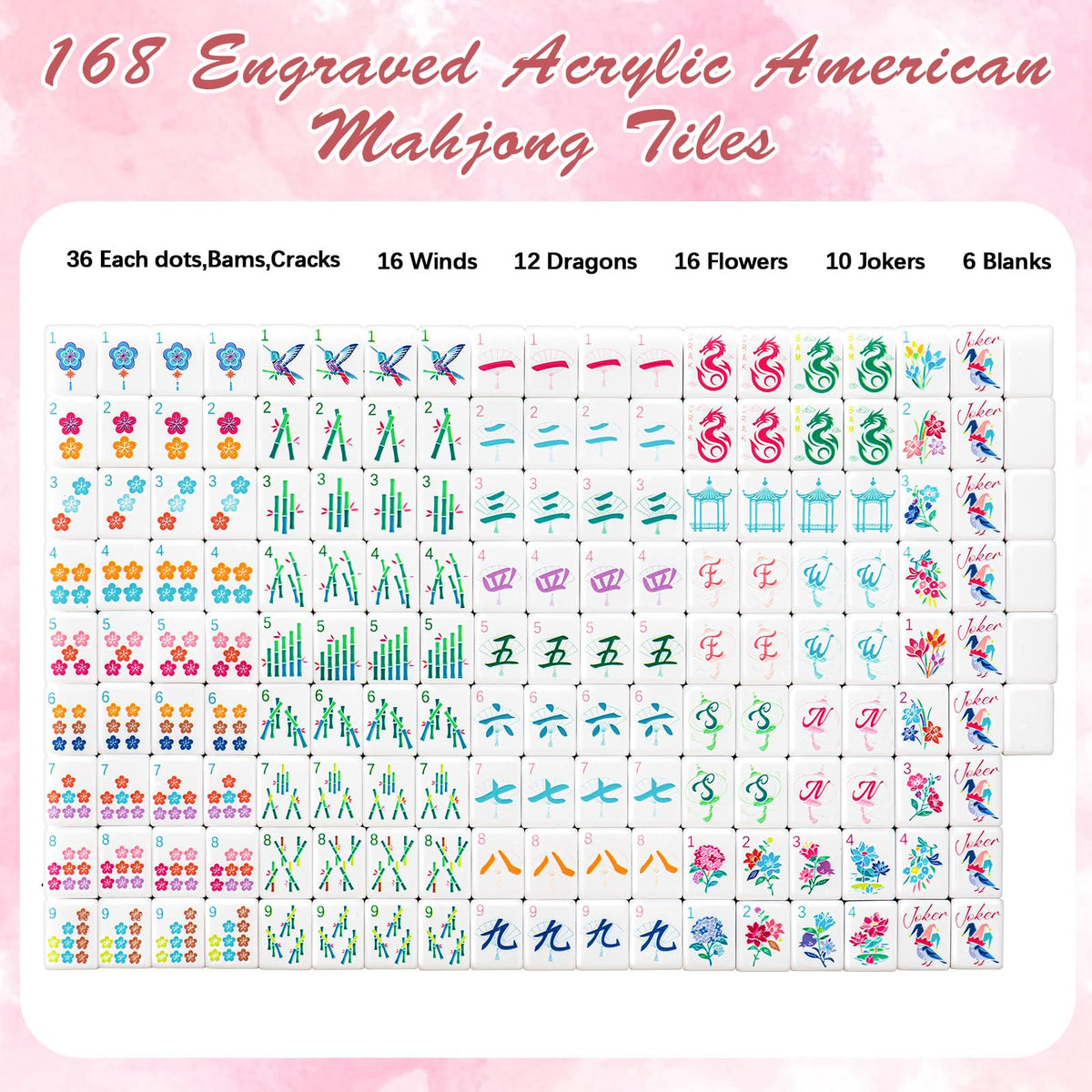 Soulchen Mahjong mat in pink with non-slip backing for quiet play