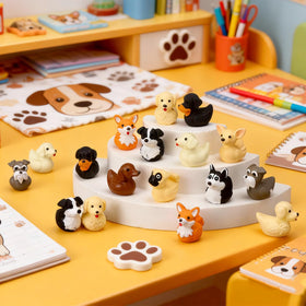 Soulchen mini resin duck figurines pack shows colorful decor for cakes and party table decor.