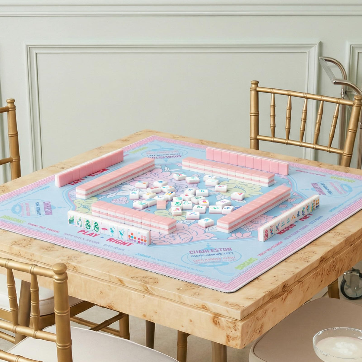 Soulchen pink Mahjong design highlighting floral motifs