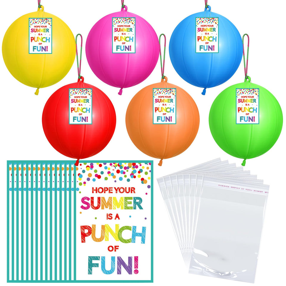 Soulchen 18-inch punch balloons in vibrant colors for classroom celebrations and gifts.