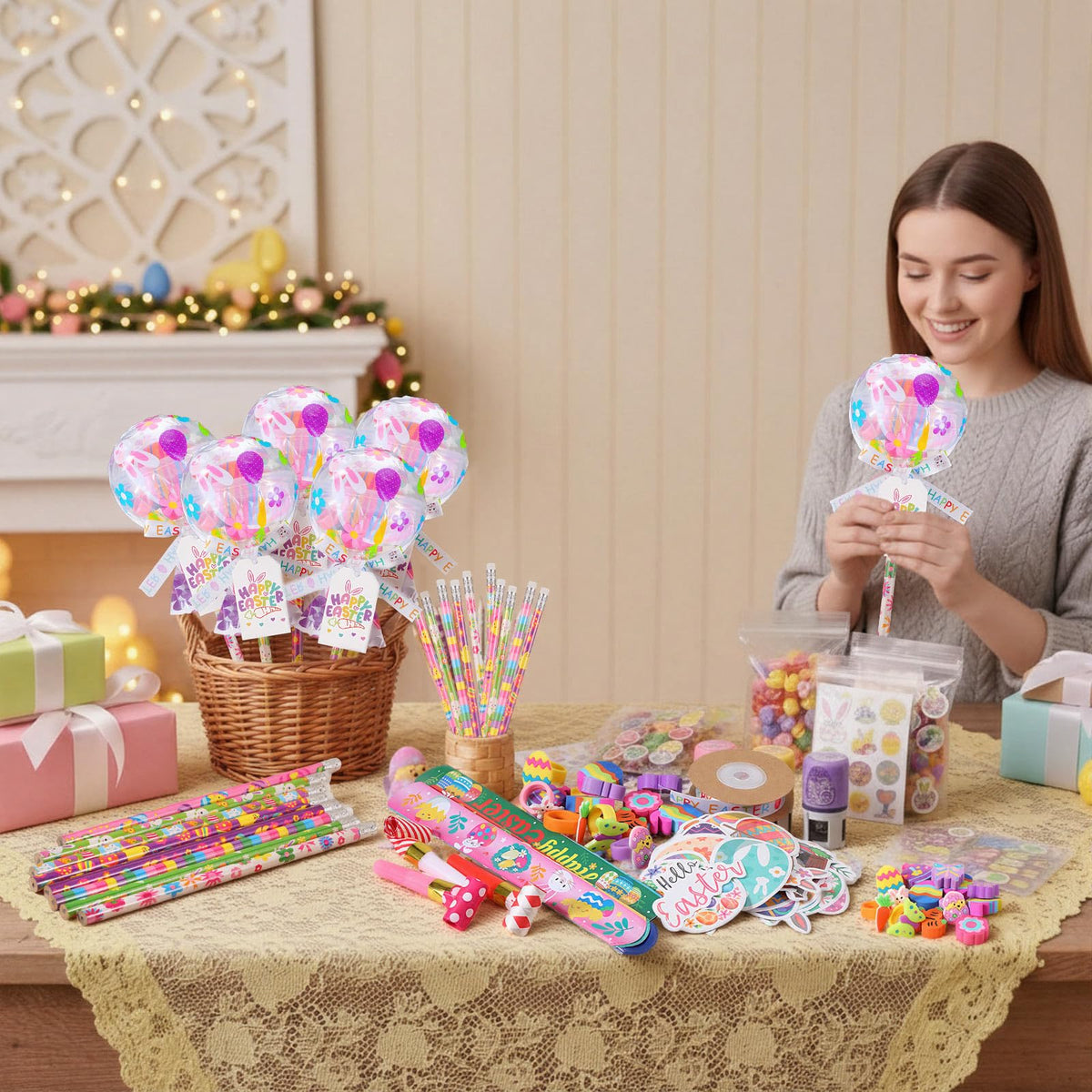 Soulchen ribbon, stickers, and cellophane kit for gift wrapping