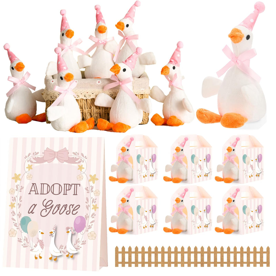Soulchen silly goose plush toy with hat, cozy birthday party keepsake.