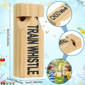 Soulchen train-pattern whistles closeup showing durable wooden construction.