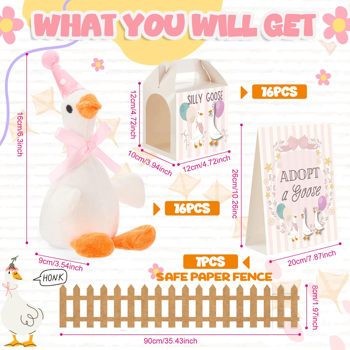 Soulchen white fence backdrop with geese, great centerpiece decor.