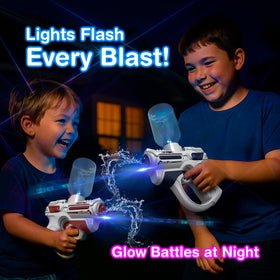 South Beach Bubbles motorized water blaster uses 3 AA batteries.