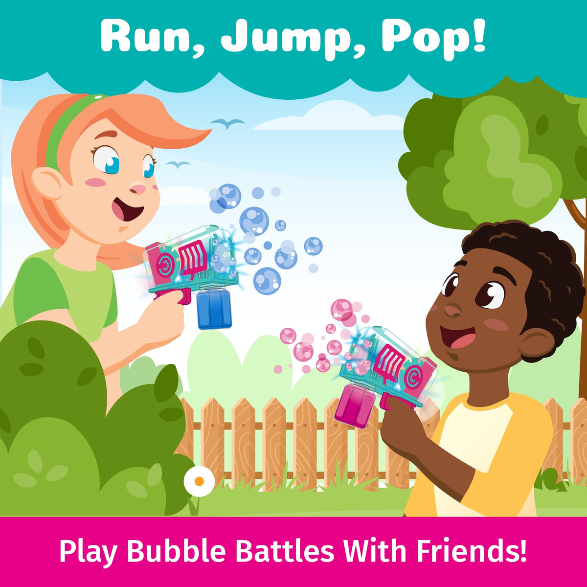 PoppinColorz Portable, battery-powered bubble blaster for on-the-go fun